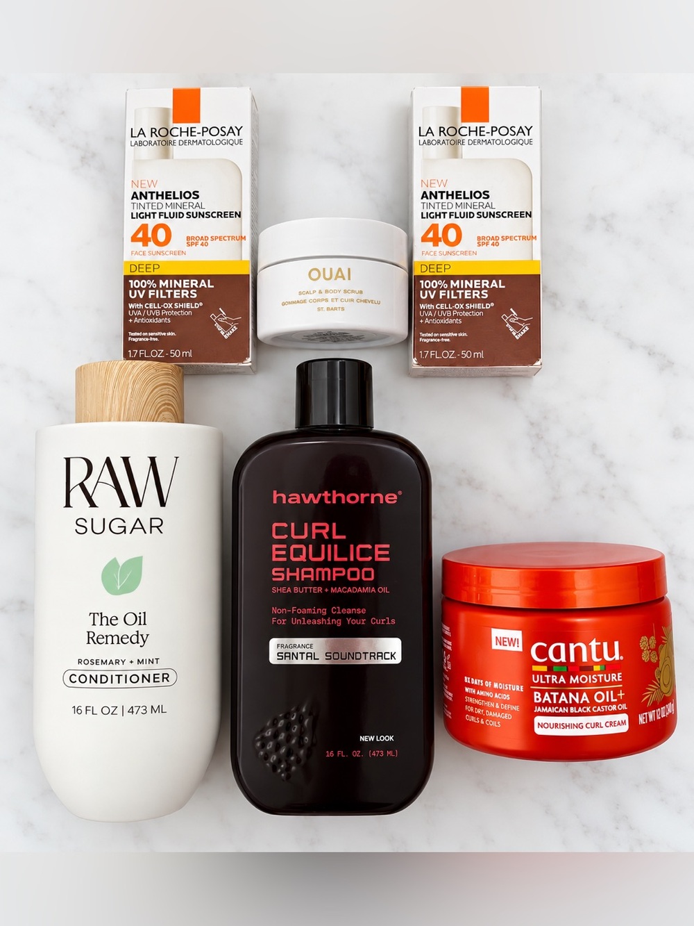 NEW Curly Hair + Skincare Bundle - Cantu, La Roche-Posay, OUAI, RAW Sugar